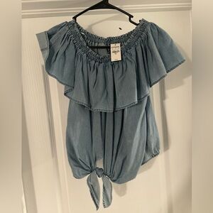 NWT Express denim Chambray off the shoulder top